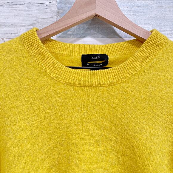 J CREW 100% Italian Cashmere Sweater Yellow 3/4 Sleeve Crewneck Womens Small - Picture 2 of 5